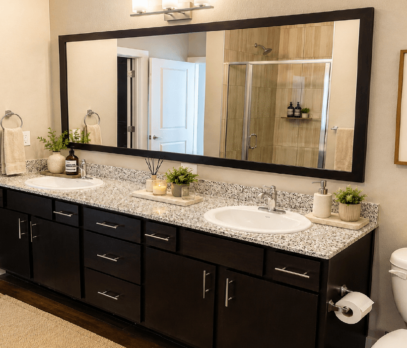 Double sink vanity at The Ranch at Huntsville