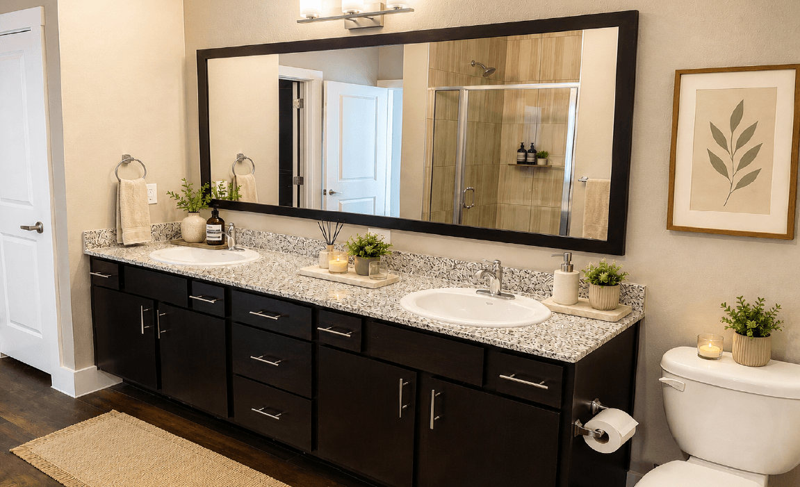 Double sink vanity at The Ranch at Huntsville