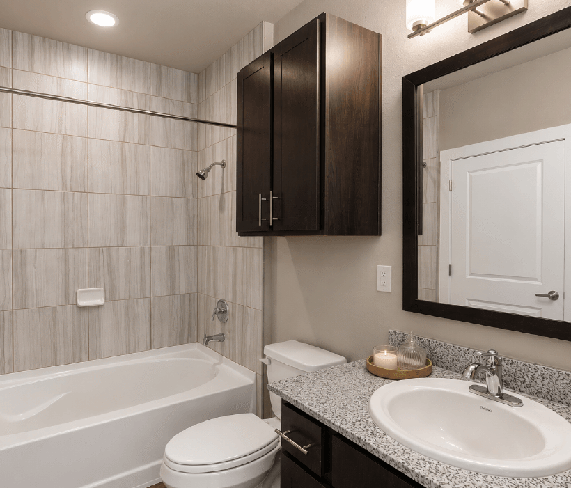 Modern bathroom with bathtub at The Ranch at Huntsville